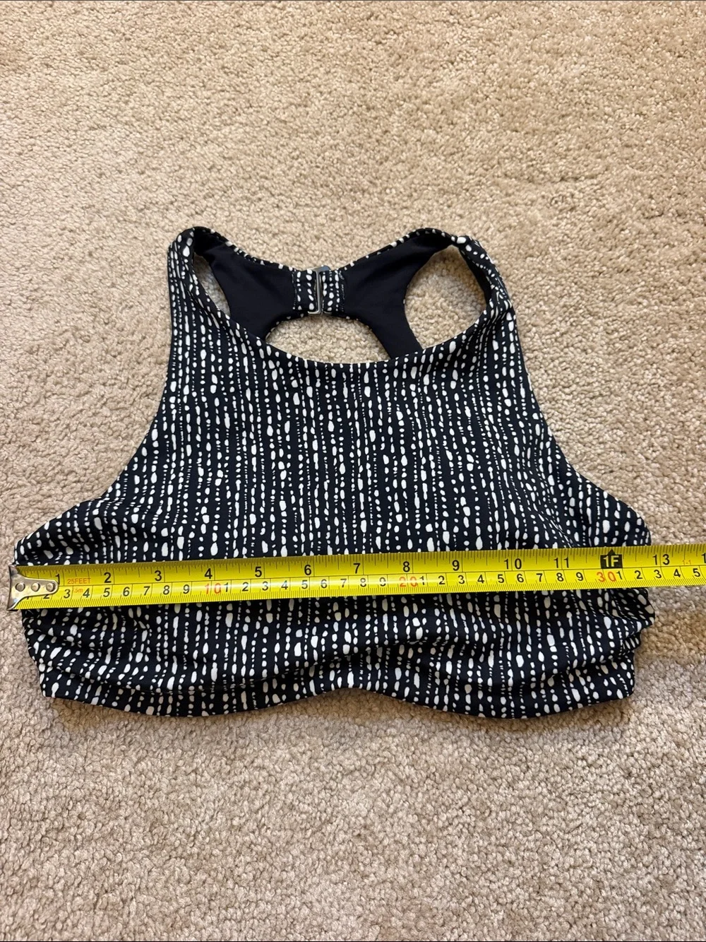 Athleta Maldives Bra Cup Bikini Top Black & White High-Neck Size 34 B/C Swimwear